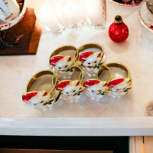 Anghild's Table Napkin rings Christmas Cat Napkin Rings set of 6