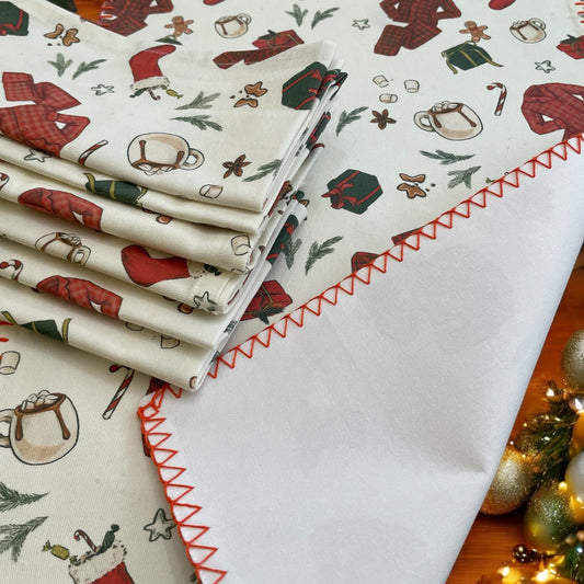 Anghild's Table Christmas Gift Box Set Christmas Morning in a Box Table Runner and 6 Napkins Set Christmas Morning in a Box Table Runner and 6 Napkins Set