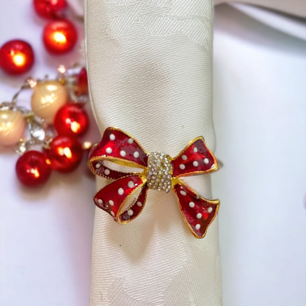 Anghild's Table Napkin rings Polka Dot Bow Napkin Rings Set of 6