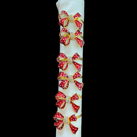 Anghild's Table Napkin rings Polka Dot Bow Napkin Rings Set of 6