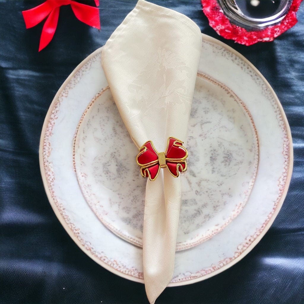 Anghild's Table Napkin rings Red Bow Napkin Ring Set of 6