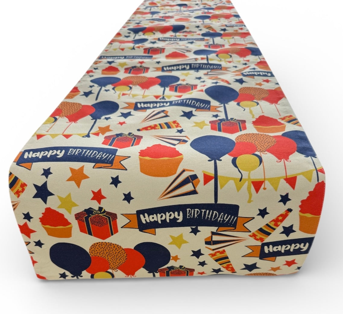 Birthday Balloons and Banner  Table Runner