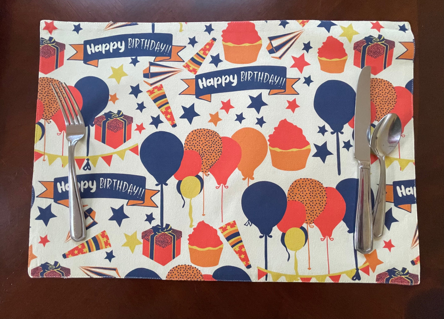 Birthday Balloons and Banner  Placemat Set of 2