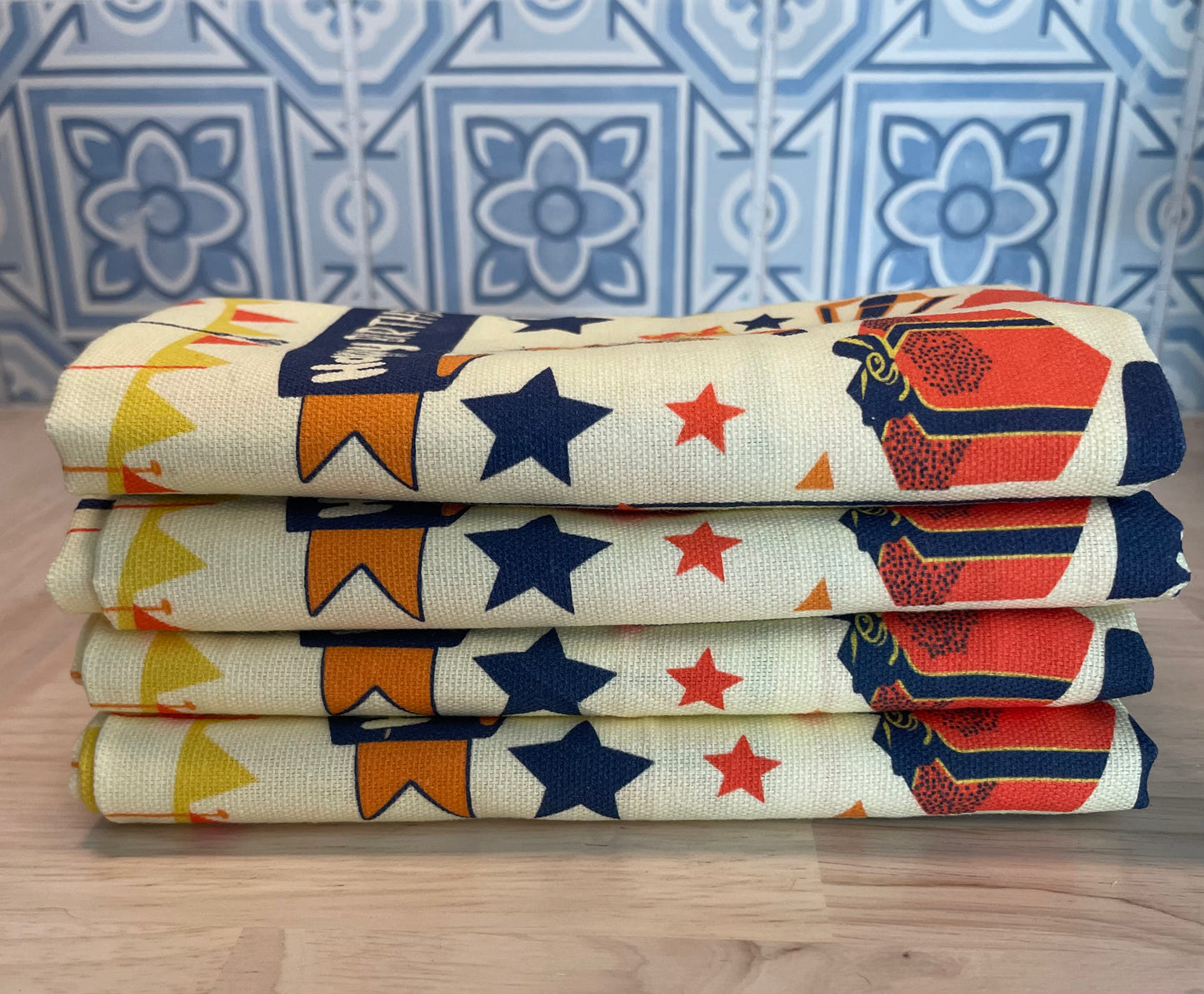 Birthday Balloons and Banner  Cotton Napkin set of 4