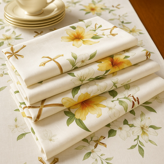 Lily and Cross Linen Napkin Set of 4