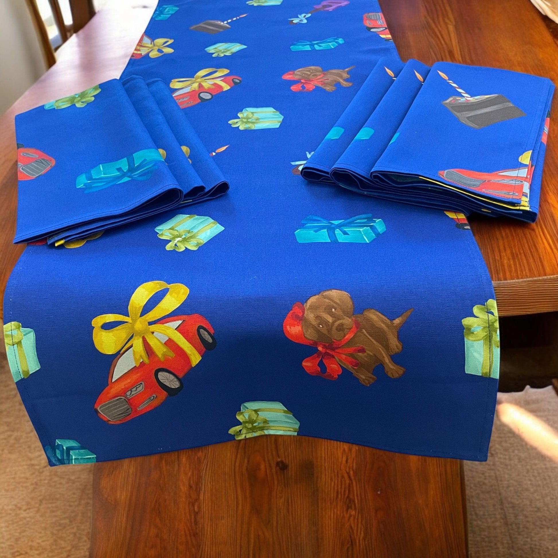 Anghild's Table Big Boy Birthday Table Runner and Napkins Set Big Boy Birthday Table Runner and Napkins Set