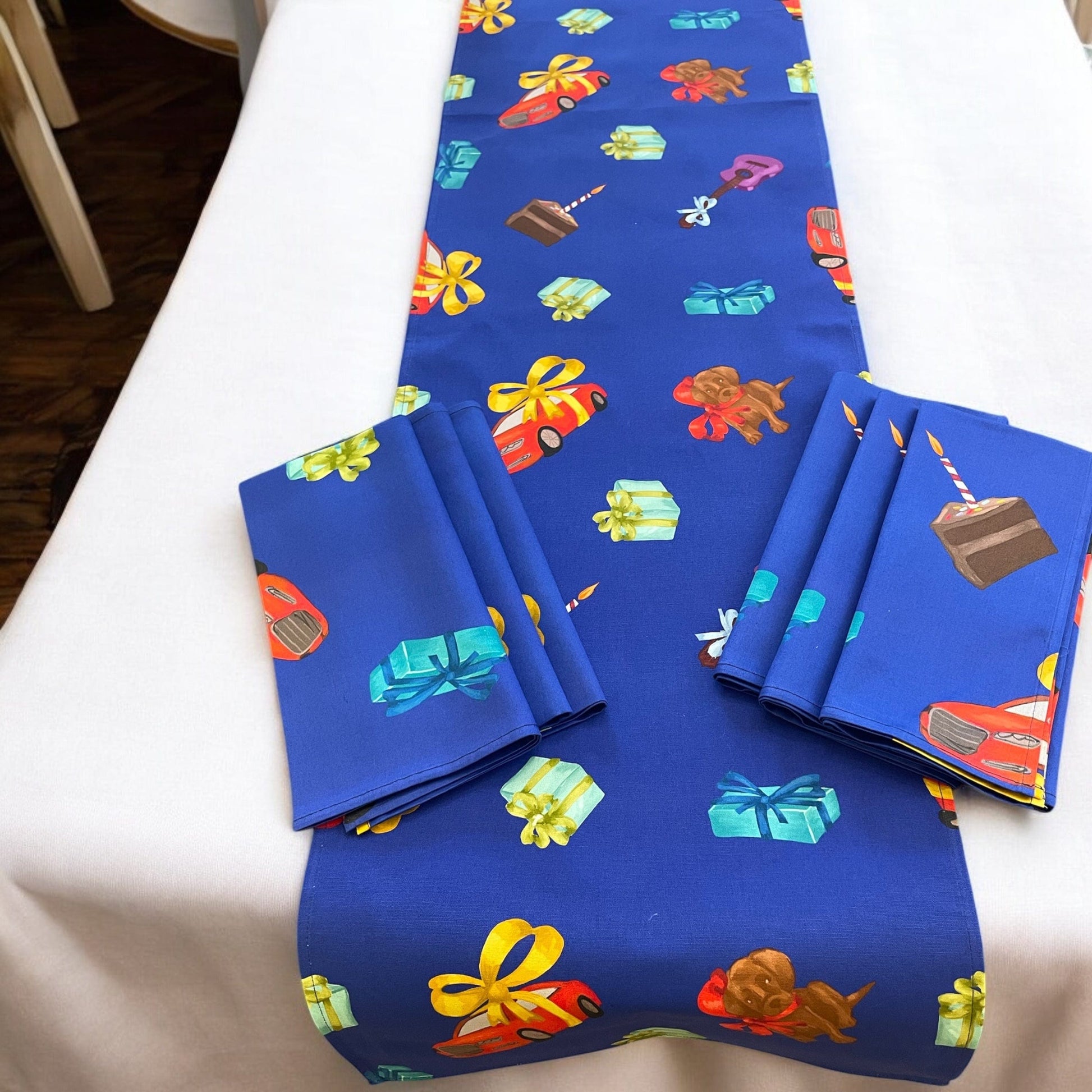 Anghild's Table Big Boy Birthday Table Runner and Napkins Set Big Boy Birthday Table Runner and Napkins Set