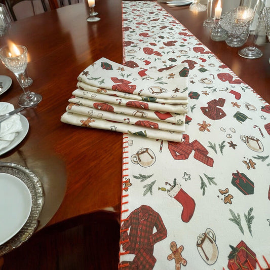 Anghild's Table Christmas Gift Box Set Christmas Morning in a Box Table Runner and 6 Napkins Set Christmas Morning in a Box Table Runner and 6 Napkins Set