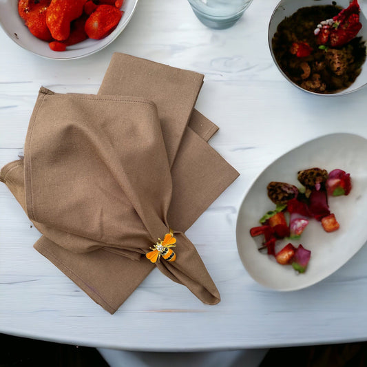 Anghild's Table Napkin Earthy Brown Cotton Dinner Napkin Set of 4