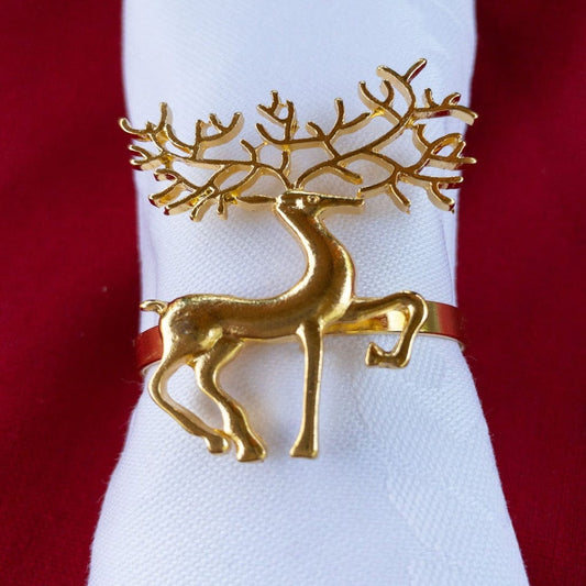 Anghild's Table Gold Reindeer Napkin Rings set of 6