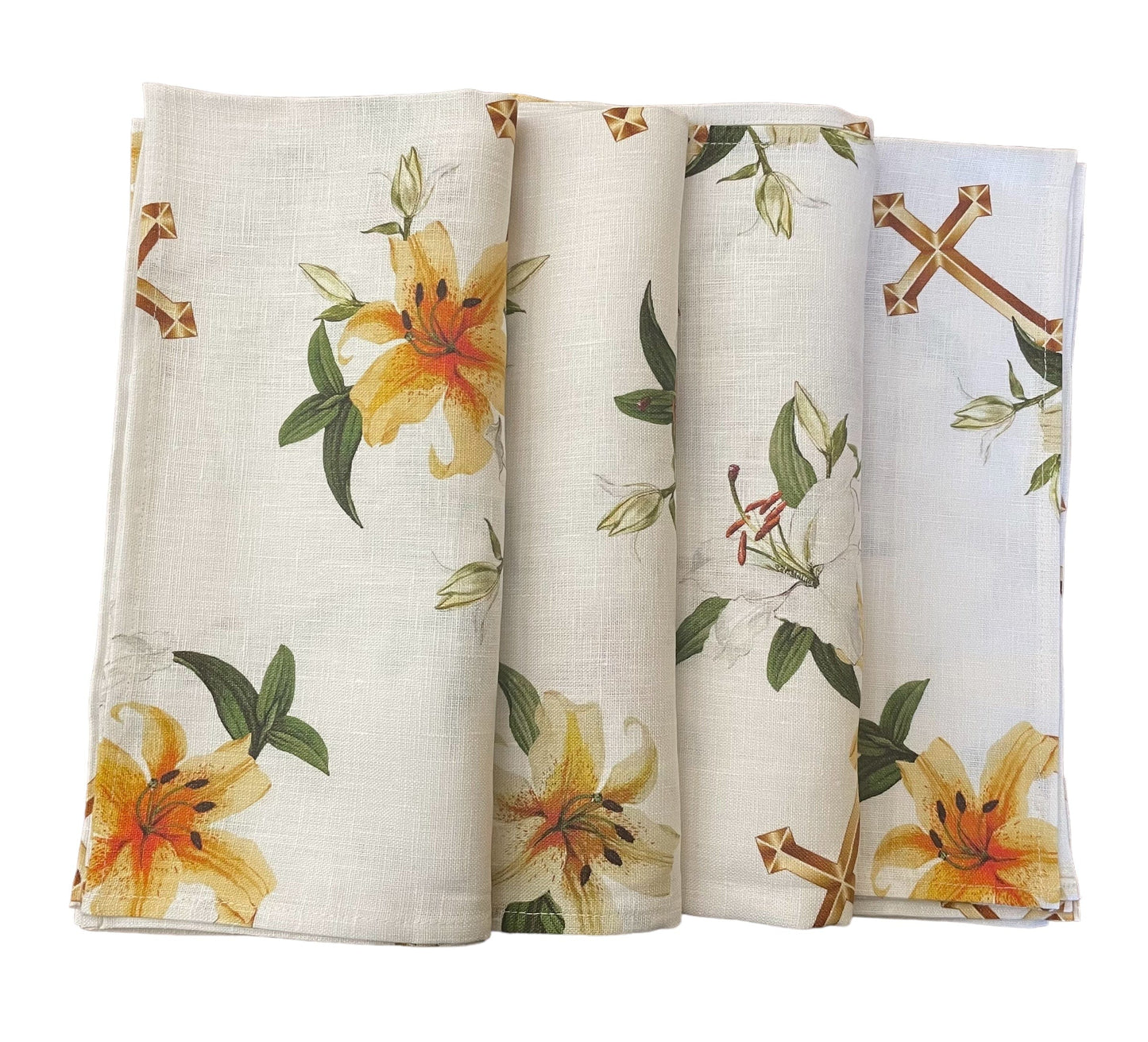 Anghild's Table Napkin Lily and Cross Linen Napkin Set of 4