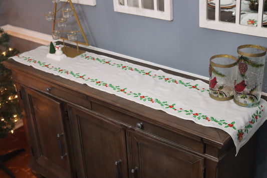 Anghild's Table Buffet table runner Linen Holly and Bell Buffet Runner Holly and Bell Buffet Runner