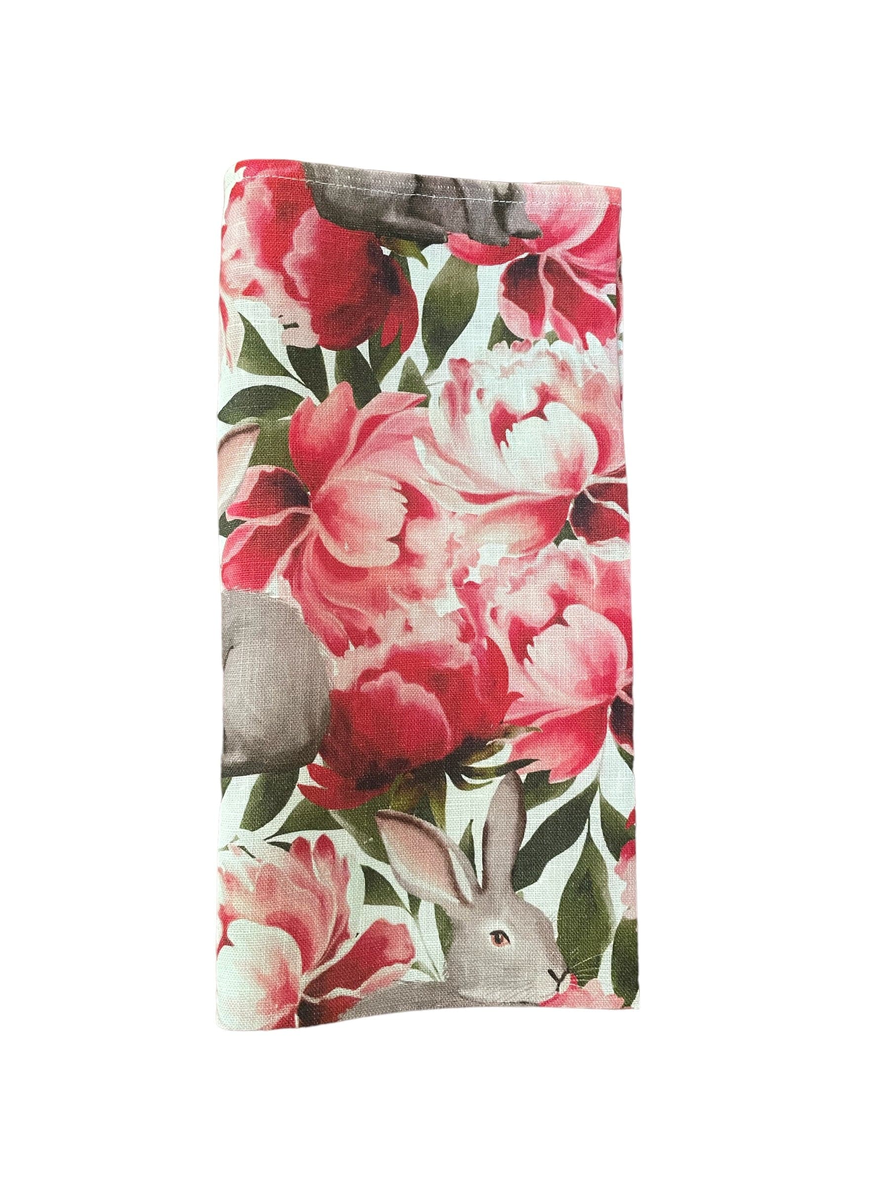 Anghild's Table Napkin Rabbit and Peonies Napkin Set of 4