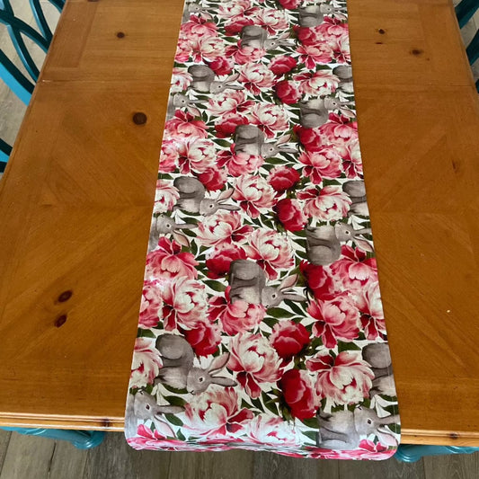 Anghild's Table Table Runner Rabbit and Peonies Table Runner