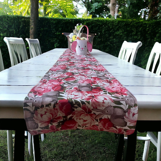 Anghild's Table Table Runner Rabbit and Peonies Table Runner