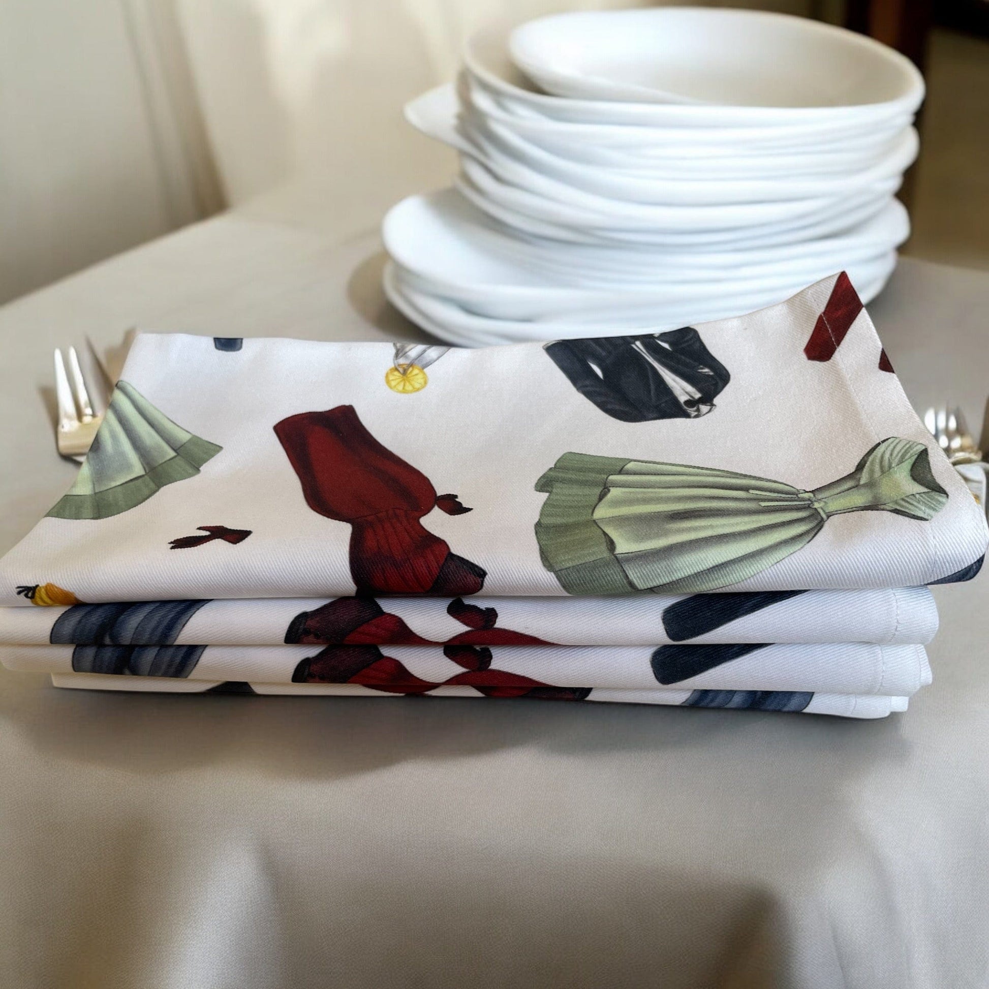 Anghild's Table Retro 50s Cocktail Party Cotton Dinner Napkins set of 4