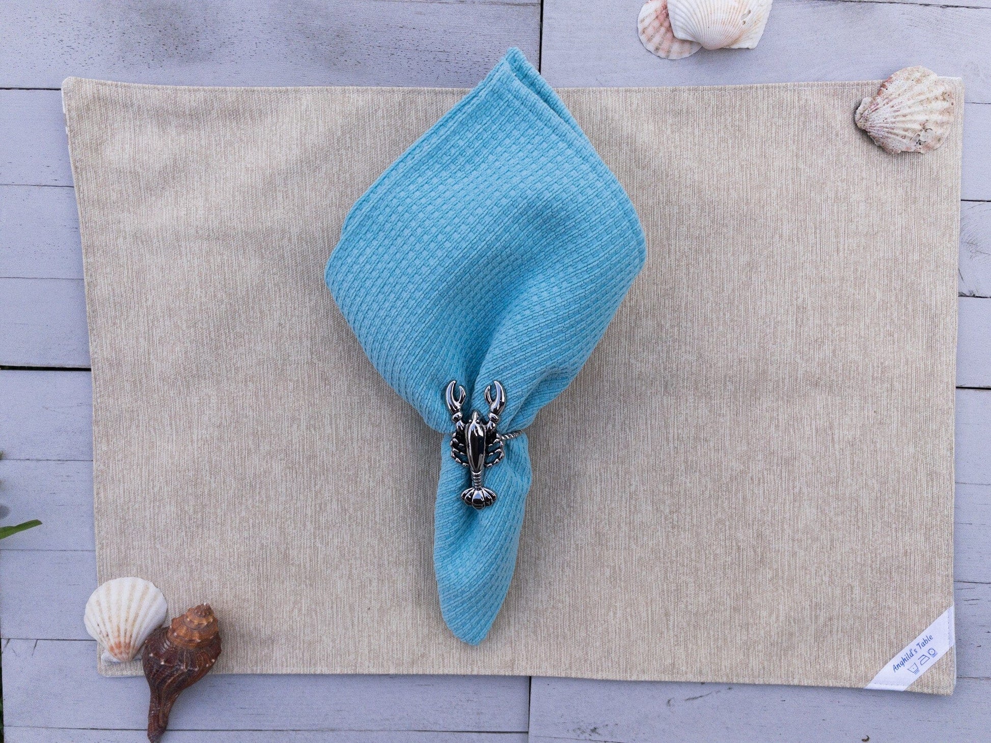 Anghild's Table Napkin Beachy Blue Napkin set of 4