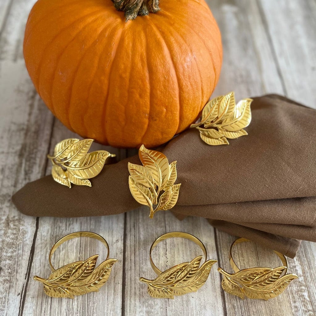 Anghild's Table Napkin rings Fall Leaf Napkin Rings set of 6