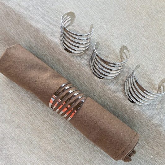 Anghild's Table Napkin rings Silver tone Cuff Rings set of 4